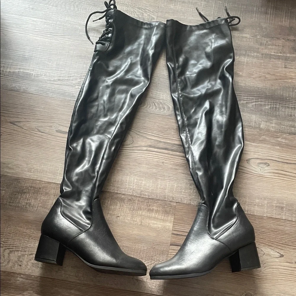 Dream Pairs Black Over-the-Knee Boots with Block Heel